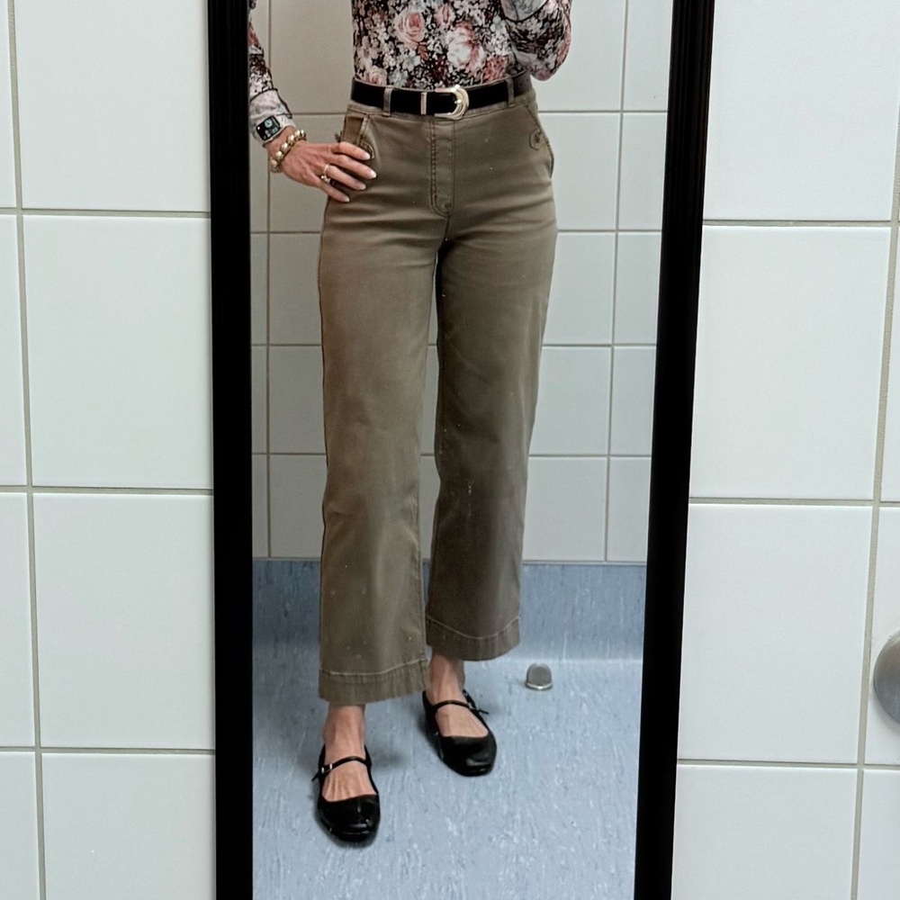 Spanx cropped Tan Wide-Leg Pants size small long
